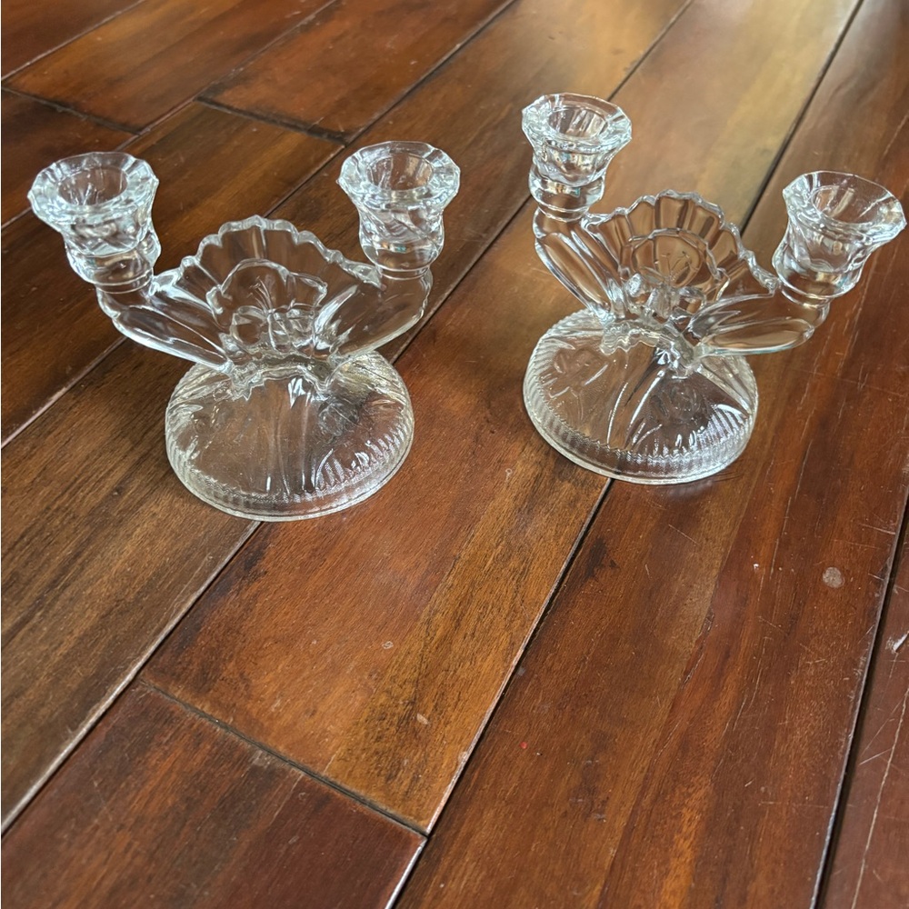 Two glass double candle arbors